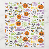 Spooky & Fun Pumpkin - Kleurrijk Halloween Patroon Wijn Etiket (Enkel label)