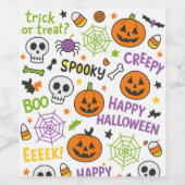 Spooky & Fun Pumpkin - Kleurrijk Halloween Patroon Wijn Etiket (Enkel label)