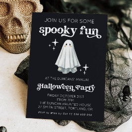 Spooky Fun Retro Ghost Halloween Invitation Kaart