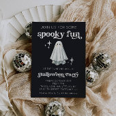 Spooky Fun Retro Ghost Halloween Invitation Kaart