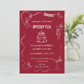 Spooky fun Skeleton Adult Halloween Party Kaart (Staand voorkant)