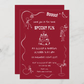 Spooky fun Skeleton Adult Halloween Party Kaart (Voorkant / Achterkant)