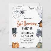 Spooky Fun Waterverf Halloween Party Invitation Kaart (Voorkant)