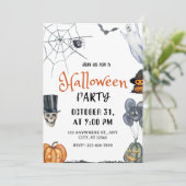 Spooky Fun Waterverf Halloween Party Invitation Kaart (Staand voorkant)