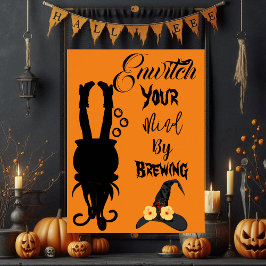 Spooky Funky Halloween Party Cauldron Witch Pet Poster