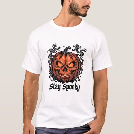 Spooky Funny T Rex Pumpkin Skull  T-shirt (Voorkant)