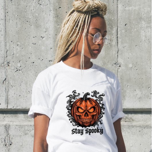 Spooky Funny T Rex Pumpkin Skull  T-shirt