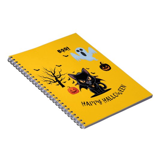 Spooky Funny Vampire Cat Happy Halloween Notitieboek (Rechterzijde)