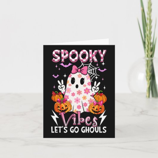 Spooky Funny Vibes Halloween Ghouls Schattige Boo Kaart (Voorkant)