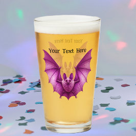 Spooky Furry Vibrant Pink Bat Wings Spread Glas