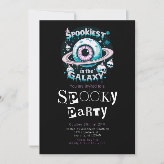 Spooky Galaxy Modern Minimalistisch Halloween Kaart (Voorkant)