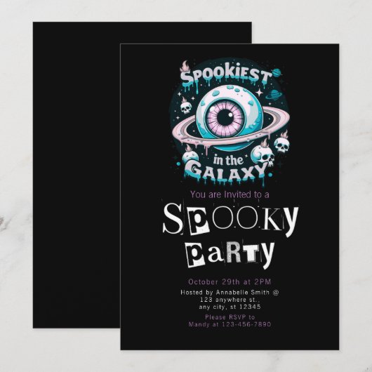 Spooky Galaxy Modern Minimalistisch Halloween Kaart (Voorkant / Achterkant)