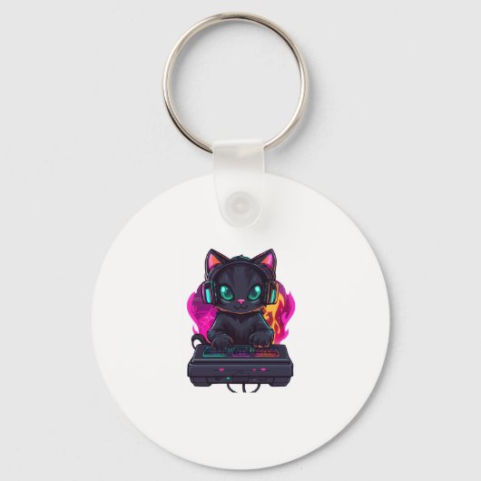 Spooky Gamer Cat Sleutelhanger (Voorkant)