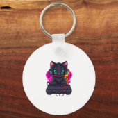 Spooky Gamer Cat Sleutelhanger (Voorkant)