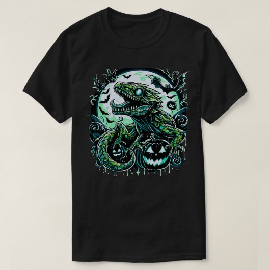 Spooky gecko heks schattig Halloween reptiel ontwe T-shirt (Design voorkant)