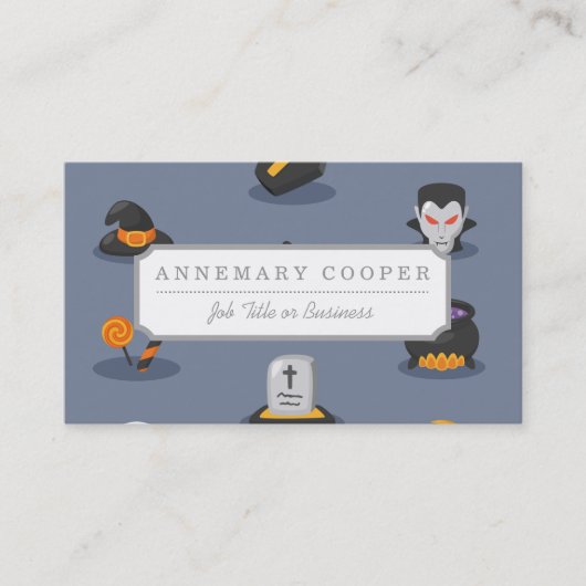 Spooky Gedetailleerd kleurig halloween patroon Visitekaartje (Voorkant)