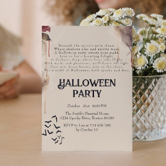 Spooky gedicht Creepy Halloween Party Kaart