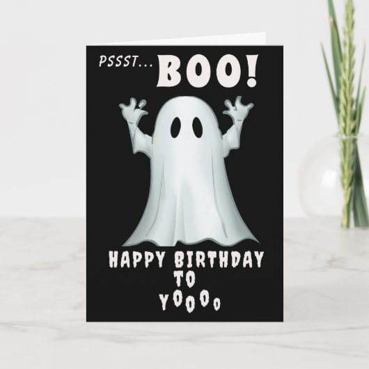 Spooky geest retro zwart halloween Verjaardag Kaart (Voorkant)