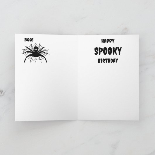 Spooky geest retro zwart halloween Verjaardag Kaart (Binnen)