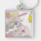 Spooky gekleurde potlood tekening van Halloween pa Sleutelhanger (Voorkant)