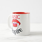 Spooky Gelukkig Halloween feest Basic vampier tand Tweekleurige Koffiemok (Voorkant links)