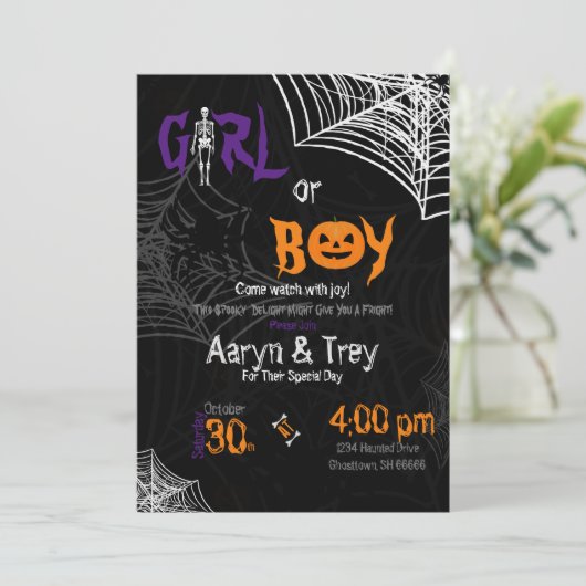 Spooky Gender onthullen Uitnodiging (Staand voorkant)