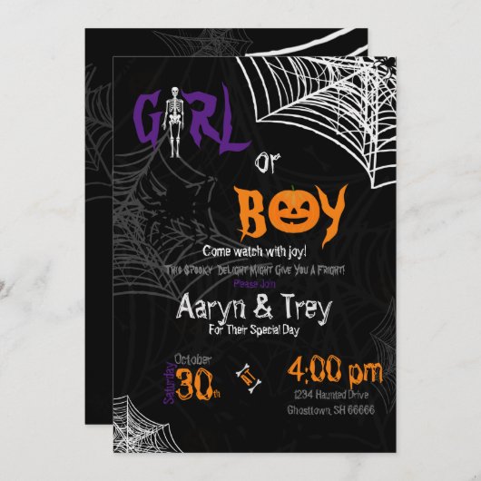 Spooky Gender onthullen Uitnodiging (Voorkant / Achterkant)