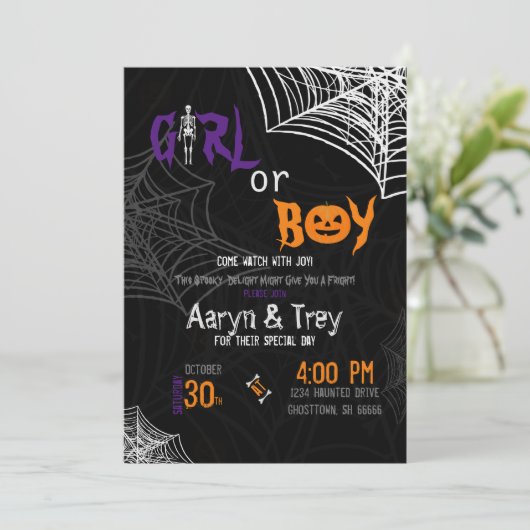 Spooky Gender onthullen Uitnodiging (Staand voorkant)