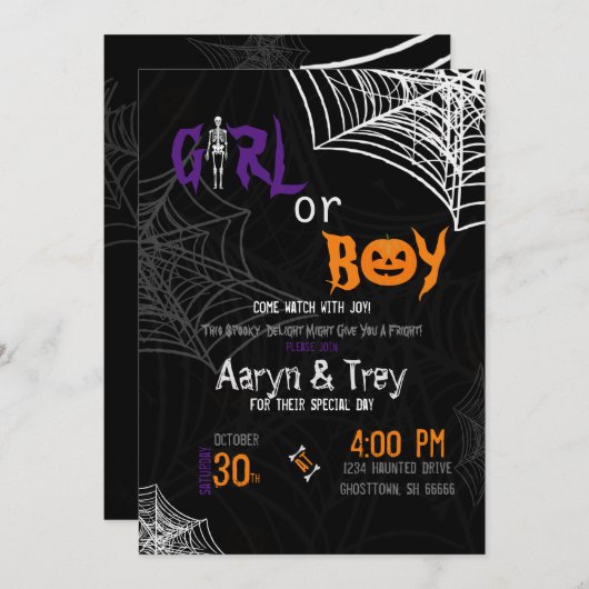 Spooky Gender onthullen Uitnodiging (Voorkant / Achterkant)