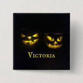 Spooky gepersonaliseerde kreupelgele pompoen vierkante button 5,1 cm (Voorkant)