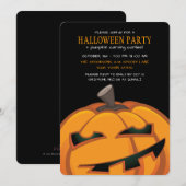 Spooky gesneden pompoen Halloween Party Uitnodigin Kaart (Voorkant / Achterkant)