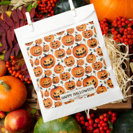 Spooky gesneden pompoenen en herfstbladeren Hallow Bedankzakje