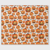 Spooky gesneden pompoenen en herfstbladeren Hallow Cadeaupapier (Vlak)