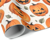 Spooky gesneden pompoenen en herfstbladeren Hallow Cadeaupapier (Rol Hoek)