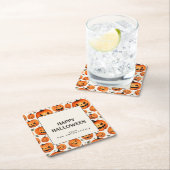 Spooky gesneden pompoenen en herfstbladeren Hallow Kartonnen Onderzetters (Insitu)