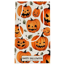 Spooky gesneden pompoenen en herfstbladeren Hallow Klein Cadeauzakje