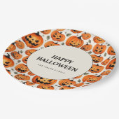 Spooky gesneden pompoenen en herfstbladeren Hallow Papieren Bordje (Gekanteld)