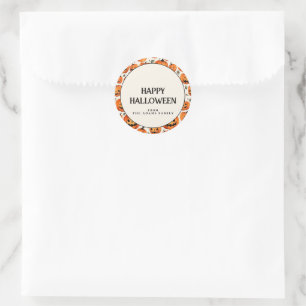 Spooky gesneden pompoenen en herfstbladeren Hallow Ronde Sticker