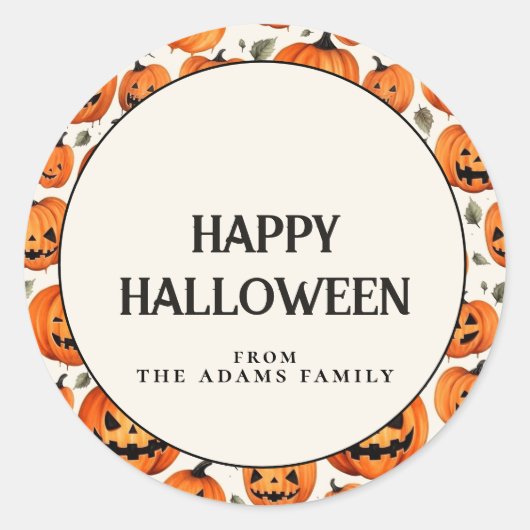 Spooky gesneden pompoenen en herfstbladeren Hallow Ronde Sticker (Voorkant)