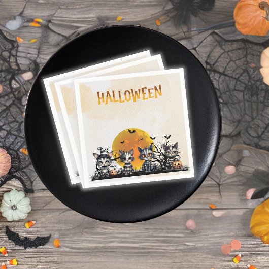 Spooky gestreepte Halloween Ghost Kittens Volle Ma Servet