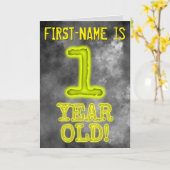 Spooky Ggloed Aura Kijk "1 JAAR OUD" + naam Kaart (Gele Bloem)