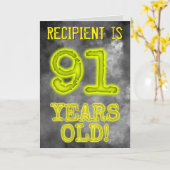 Spooky Ggloed Aura Kijk "91 JAAR OUD!" + naam Kaart (Gele Bloem)