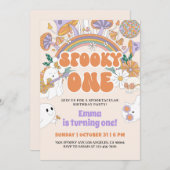Spooky Ghost 1e Verjaardagsfeestuitnodiging Kaart (Voorkant / Achterkant)