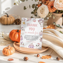 Spooky Ghost 1st Birthday Thank You Card Kaart