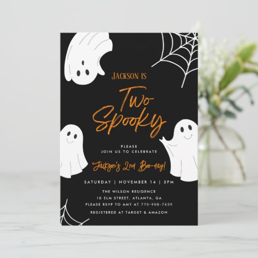 Spooky Ghost 2e verjaardag Uitnodiging (Staand voorkant)