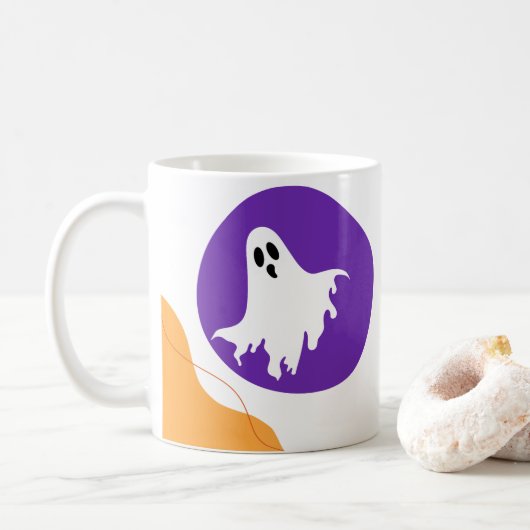 Spooky Ghost & Abstract Blob Shapes Halloween Gift Koffiemok (Met donut)
