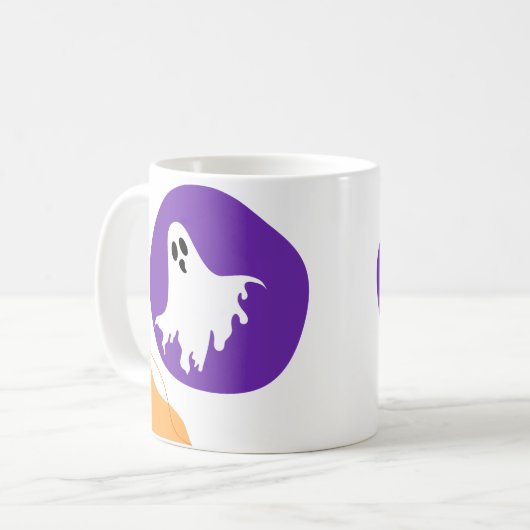 Spooky Ghost & Abstract Blob Shapes Halloween Gift Koffiemok (Voorkant links)