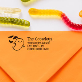 Spooky Ghost & Bats Halloween Retouradres Zelfinktende Stempel