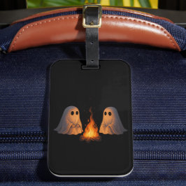 Spooky Ghost Campfire Night Forest Art - Halloween Bagagelabel