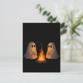 Spooky Ghost Campfire Night Forest Art - Halloween Briefkaart (Staand voorkant)